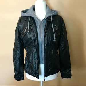 J2 Faux Leather Hoodie Jacket